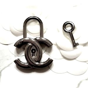 Chanel Vanity Bag Lock and Key Gunmetal Hardware